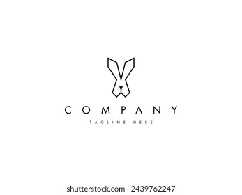 minimal rabbit bunny line logo design