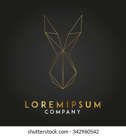 Minimal rabbit emblem template for business. Abstract rabbit head with grid lines. Vector illustration.