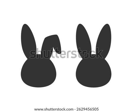 Minimal rabbit head silhouettes. Clean black vector with classic bunny forms and recognizable outline. Bunny silhouette vector