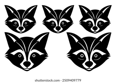 minimal raccoon head silhouette vector illustration