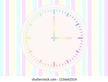 Minimal Rainbow Pastel Clock Vector Background