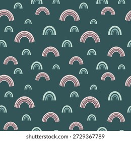 Modelo inconsútil mínimo del arco iris, fondo celestial, diseño femenino pastel.