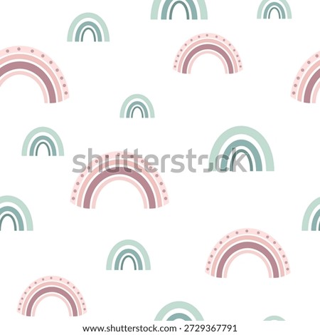 Minimal rainbows seamless pattern, Celestial background, Pastel girly design.