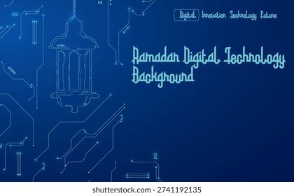 Minimal Ramadan Tech Background with Islamic Lantern Design
