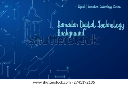 Minimal Ramadan Tech Background with Islamic Lantern Design