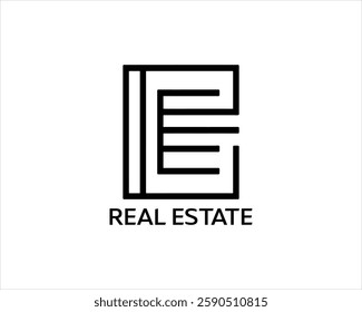 Minimal Real estate company logo outline vector illustration