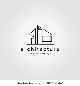 Minimal Real Estate House Logo Line Art Vector Illustration Design