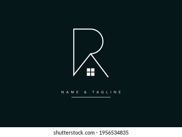 Minimal real estate logo icon with alphabet letter R