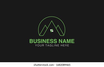 minimal real estate mountain logo design vector line art