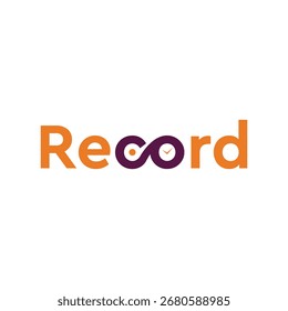 Diseño de logotipo de compañía de registro mínimo con disco de música y Elementos de onda de sonido para entretenimiento y marca de audio.