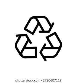 Icono de símbolo de reciclaje mínimo que representa la sostenibilidad, prácticas ecológicas, gestión de residuos y protección del medio ambiente en un estilo de Vector de línea limpia