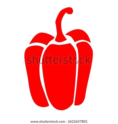 Minimal Red Bell Pepper Icon in Silhouette Style
