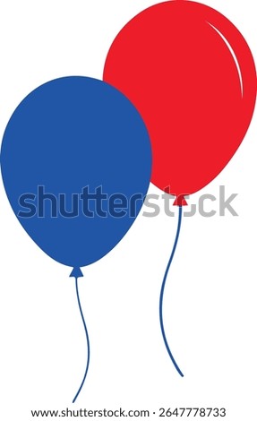 minimal red and blue balloons on white background