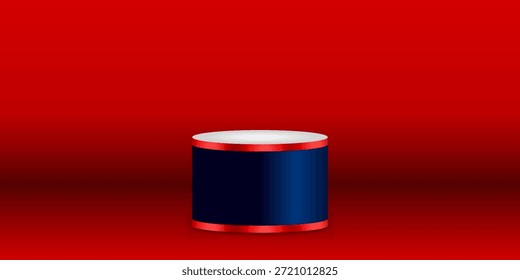 Fondo azul rojo mínimo de la plataforma del podio para los premios de la presentación del producto, marca del escaparate y diseño visual promocional