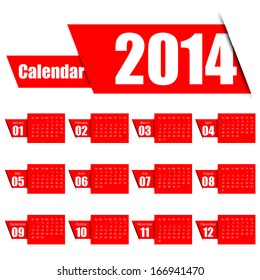 minimal red calendar 2014 year