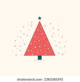 minimal red Christmas tree background vector illustration