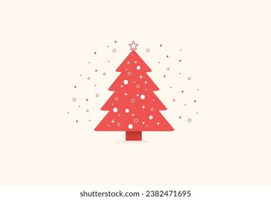minimal red Christmas tree vector illustration