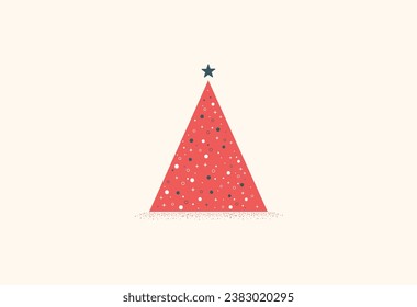 minimal red Christmas tree vector illustration