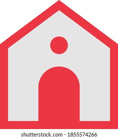 Minimal Red Color Home Illustrated Icon