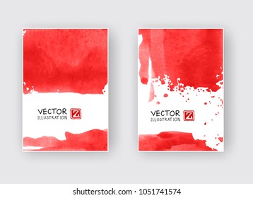 Diseño de cubiertas rojas mínimas. Fresco cepillo de pintura.