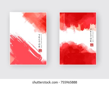 Minimal red covers design set. Cool paint brush.