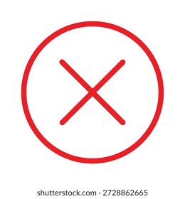 Minimal Red Crossed Out Circle Icon Silhouette Vector Art Illustration