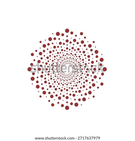 Minimal red dot mandala forming a hypnotic spiral pattern on a clean white background, symbolizing balance, focus, harmony, and modern abstract geometric art design.