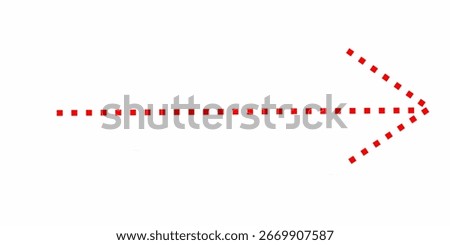 Minimal red dotted arrow pointing right on a white background. Clean vector illustration perfect for navigation, direction, infographic, and business design.