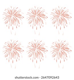 Minimal Red Firework Burst Icons Set — Vector Celebration Elements for Holidays, New Year, Independence Day, Party Invitations, Festival Graphics, or Festive Digital Designs