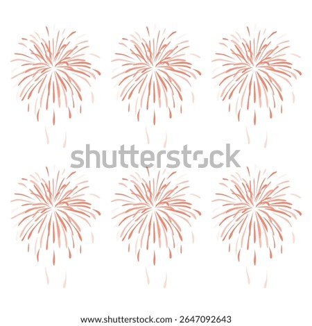 Minimal Red Firework Burst Icons Set — Vector Celebration Elements for Holidays, New Year, Independence Day, Party Invitations, Festival Graphics, or Festive Digital Designs