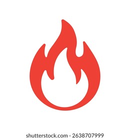 Minimal red flame icon with bold outline. Simple and sharp fire shape, perfect for alerts, heat, warning, and modern app interfaces.

