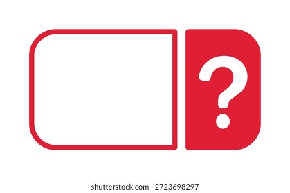 Marco rojo mínimo con caja blanca e icono de signo de interrogación.