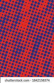 Minimal red halftone background. Circles, dots of various diameters with a spot and stripe effect. Vector illustration.