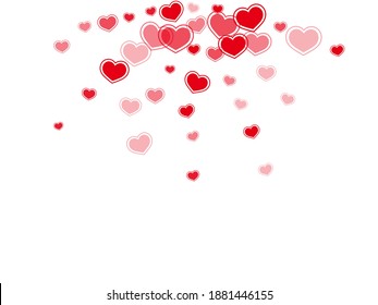 Mínimos corazones rojos volando ilustración vectorial. Diseño romántico de decoración de bodas. Los corazones brillantes aman los símbolos emocionales aislados en un fondo transparente. Acontecimiento romántico adorable decoración.