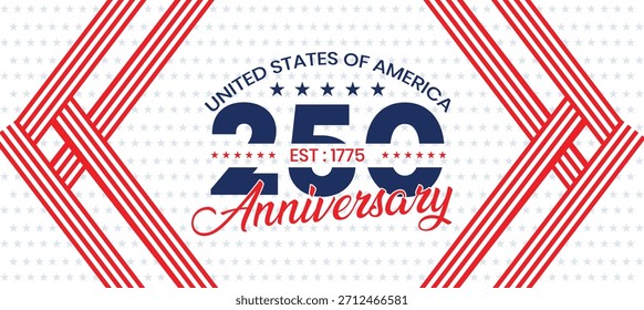 Minimal Red Line Frame USA 250th Anniversary Clean Patriotic Banner
