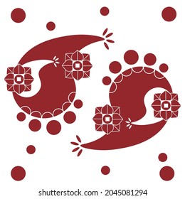 minimal red paisley, used for textile design, surface, print, card, fabric, and wallpaper. Bohemian style.