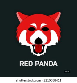 Minimal red panda logo design illustration, icon, animal, angry