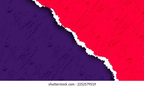 Minimal Red Paper Ripped In Dirty Grunge Purple Background Good Use For Banner