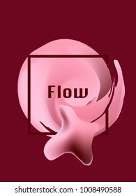 Minimal Red Pink Gradient Flow Cover. Duo Tone Cover Design. Geometry Halftone Banner. Minimalist Hipster. Trendy Geometric Journal. Bright Modern Vector Poster. Abstract Fluid Shape Template. Rose.