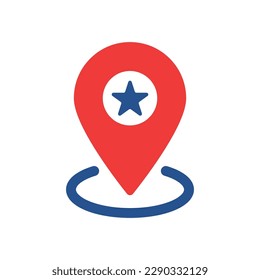 minimal red pinpoint like favourite place icon. flat trend modern geolocation logotype graphic design web element isolated on white background. concept of geoloc badge or choice good spot on map