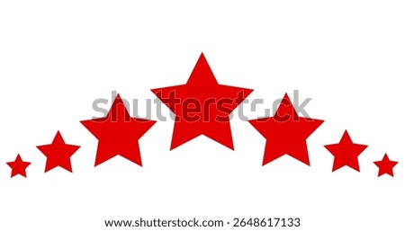 Minimal red seven-star arc formation, great for badges, decorations, awards, patriotic themes, or celebratory templates. Clean and symbolic vector design.