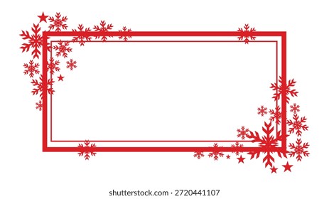 Marco de invierno rojo mínimo del copo de nieve y de la estrella
