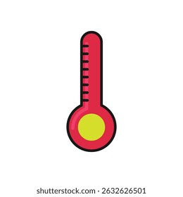 Minimales rotes Thermometersymbol, das die steigende globale Temperatur und das Klima-Bewusstsein symbolisiert.