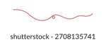 Minimal Red Thread Swirl Line. Red thread looped in a circle form, symbolizing vector. Line of red yarn, long red thread. Wavy Thread Line.