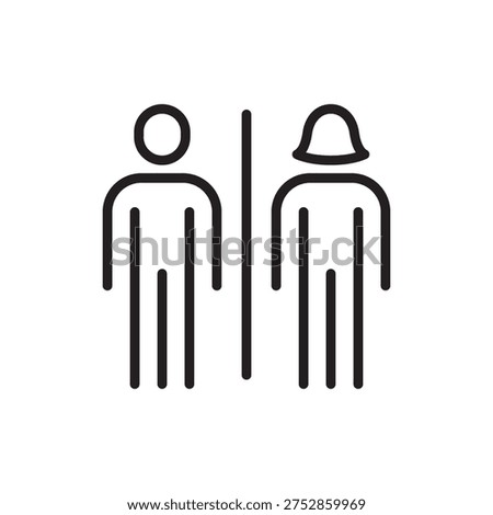 Minimal restroom line icon representing public toilets, sanitation facilities and restroom signage.