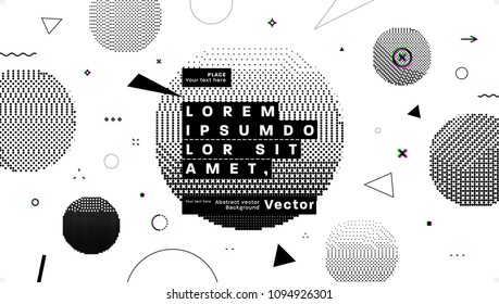 Minimal retro futurism style design with halftone dots pattern and geometric shapes. Eps10 vector illustration