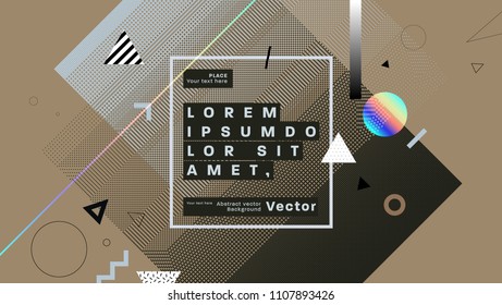 Minimal retro futurism style design with halftone dots pattern and geometric shapes. Eps10 vector illustration