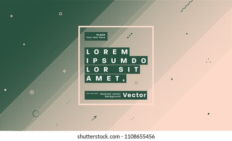 Minimal retro futurism style design with halftone dots pattern and geometric shapes. Eps10 vector illustration