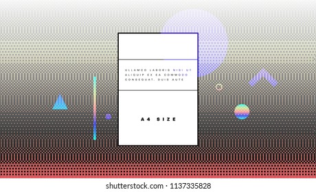 Minimal retro futurism style design with holographic halftone dots pattern and geometric shapes. Eps10 vector illustration