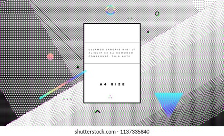 Minimal retro futurism style design with holographic halftone dots pattern and geometric shapes. Eps10 vector illustration